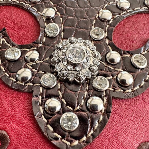 NWT Heritage West Women's Western Clutch Wallet Rhinestone Accents Red‎ - Picture 10 of 10